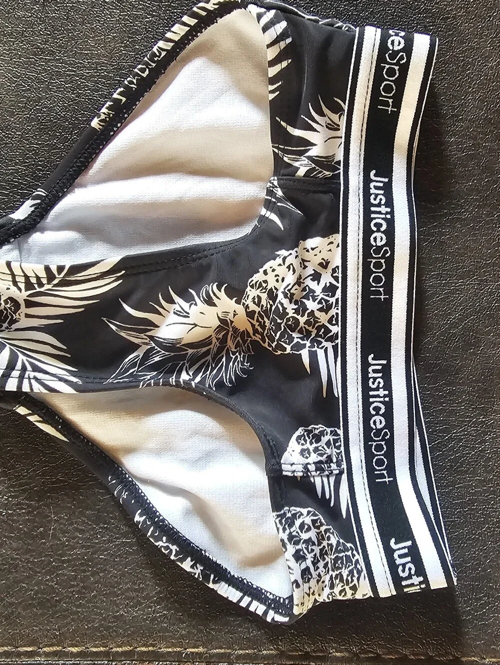 Justice Black & White Pineapple Print Two-Piece Swim Set-Girls XS